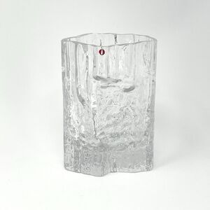 Vintage Signed TW Tapio Wirkkala Iittala Finland Pinus Art Glass Ice Vase 6.5"